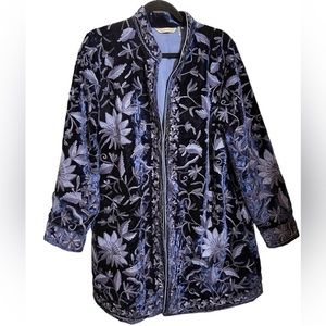 FINAL PRICE Soft Surroundings Large Velvet Embroidered Jacket,was $199 NWOT